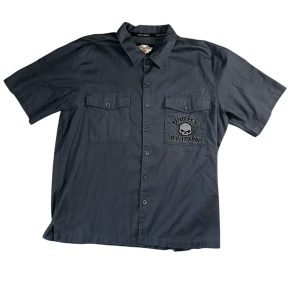 Harley-Davidson Willie G Skull Gray Button Shirt Men’s Size XL Garage Biker - Picture 4 of 11